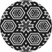 Round Patterned Black Novelty Rug, pat3153