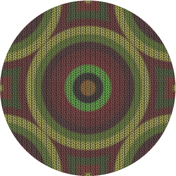 Round Machine Washable Transitional Night Red Rug, wshpat3156