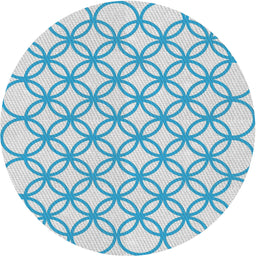 Round Patterned Blue Novelty Rug, pat315