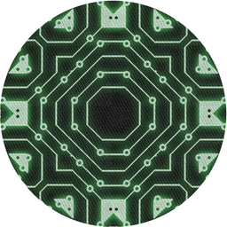 Round Machine Washable Transitional Green Rug, wshpat3163