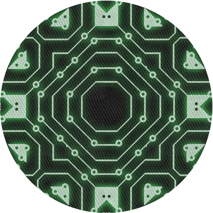 Round Machine Washable Transitional Green Rug, wshpat3163