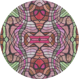 Round Patterned Maroon Purple Modern Rug, pat3165