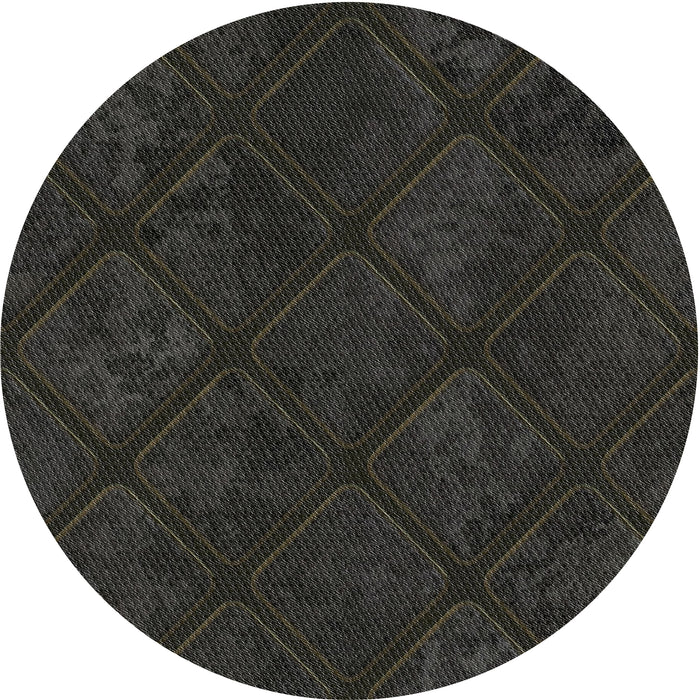 Round Patterned Black Novelty Rug, pat3167