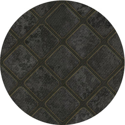 Round Machine Washable Transitional Black Rug, wshpat3167