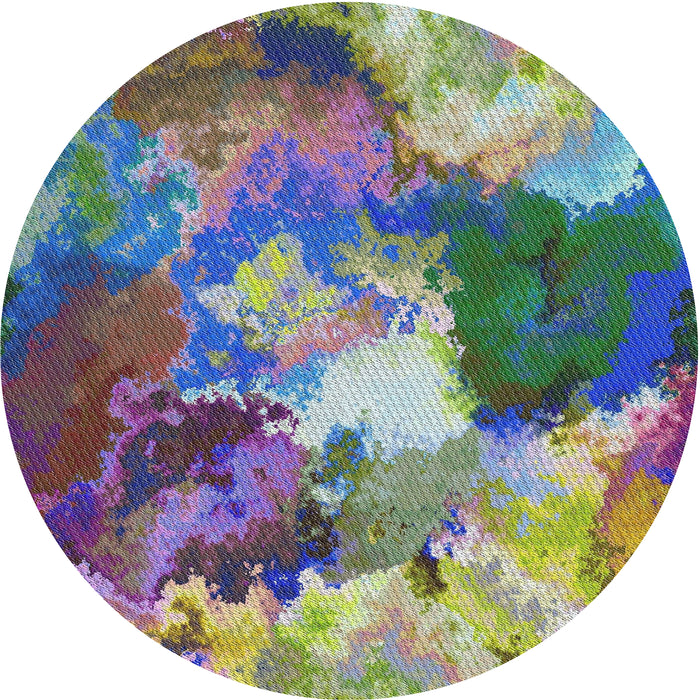 Round Machine Washable Transitional Purple Haze Purple Rug, wshpat3171