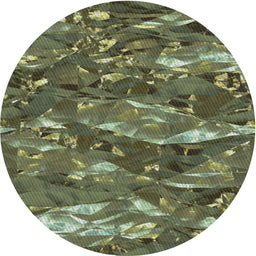 Round Patterned Dark Forest Green Novelty Rug, pat3179
