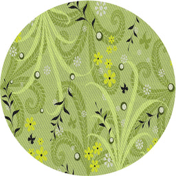 Round Patterned Yellow Green Novelty Rug, pat3187