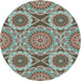 Round Patterned Reddish Brown Novelty Rug, pat3189