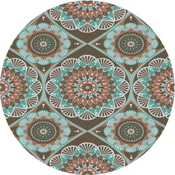 Round Machine Washable Transitional Sepia Brown Rug, wshpat3189