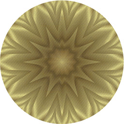 Round Patterned Metallic Gold Novelty Rug, pat318