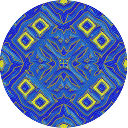 Round Patterned Cobalt Blue Modern Rug, pat3191