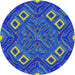 Round Patterned Cobalt Blue Modern Rug, pat3191