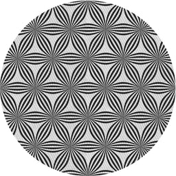 Round Machine Washable Transitional Charcoal Black Rug, wshpat3196