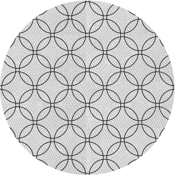 Round Machine Washable Transitional White Smoke Rug, wshpat3197