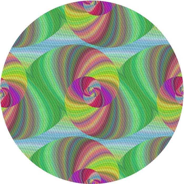 Round Patterned Green Modern Rug, pat3199