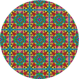 Round Patterned Maroon Purple Modern Rug, pat3201