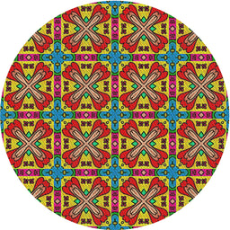 Round Machine Washable Transitional Saffron Red Rug, wshpat3202