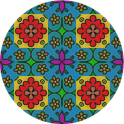 Round Machine Washable Transitional Mint Green Rug, wshpat3203