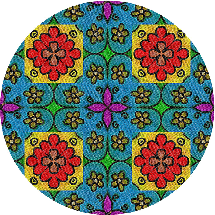 Round Patterned Mint Green Modern Rug, pat3203