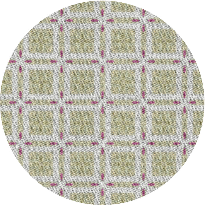 Round Machine Washable Transitional Khaki Green Rug, wshpat3204