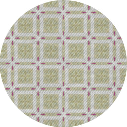 Round Patterned Khaki Green Novelty Rug, pat3204
