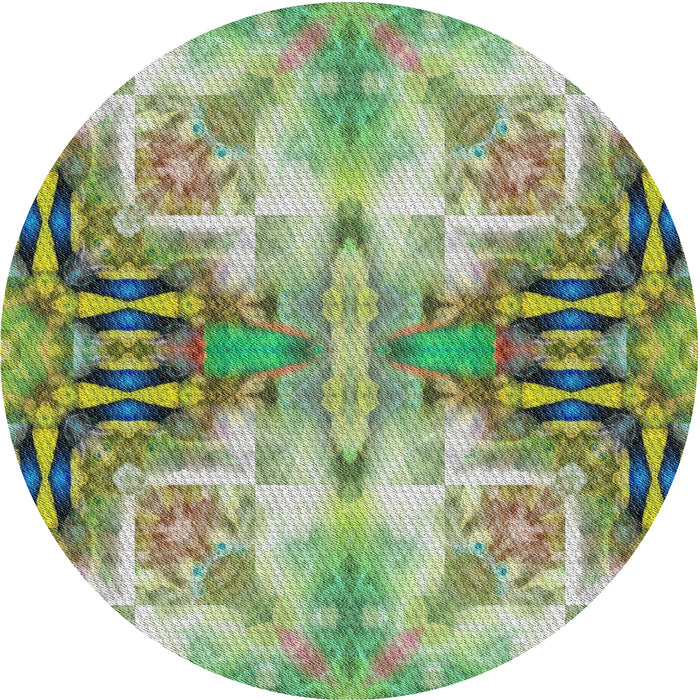 Round Patterned Green Modern Rug, pat3205