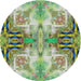 Round Patterned Green Modern Rug, pat3205