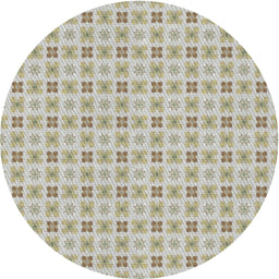 Round Patterned Khaki Green Novelty Rug, pat3206