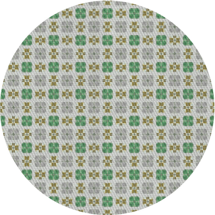 Round Patterned Gray Abstract Machine Washable Rug, wshpat3207