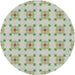 Round Patterned Khaki Green Abstract Machine Washable Rug, wshpat3209