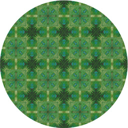 Round Patterned Deep Emerald Green Novelty Rug, pat3210