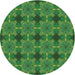 Round Machine Washable Transitional Deep Emerald Green Rug, wshpat3210