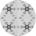 Round Machine Washable Transitional White Smoke Rug, wshpat3214