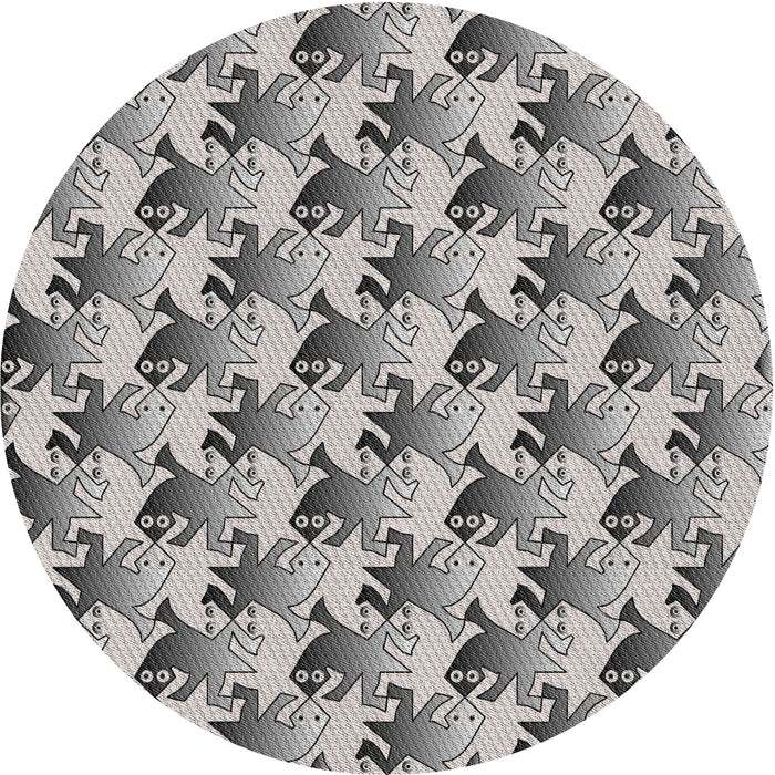 Round Patterned Gray Novelty Rug, pat3218