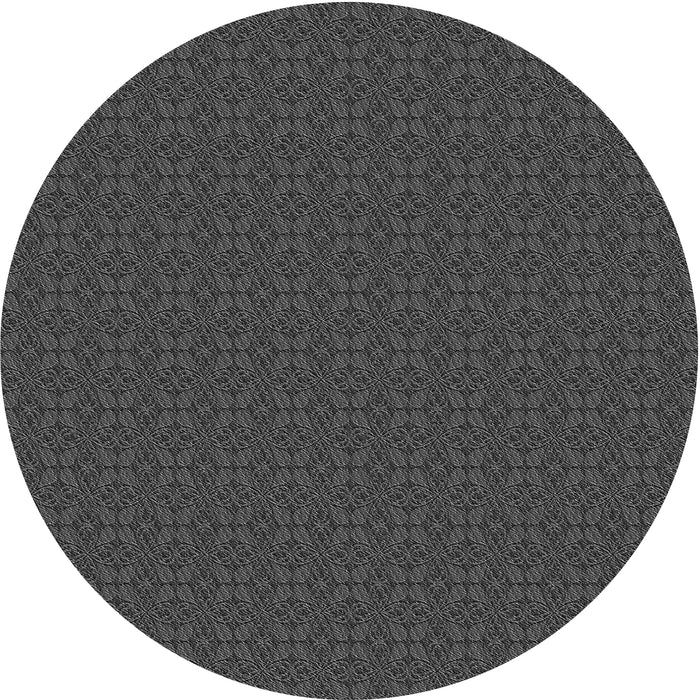 Round Patterned Silver Gray Novelty Rug, pat321