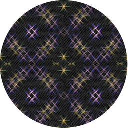 Round Machine Washable Transitional Black Rug, wshpat3225