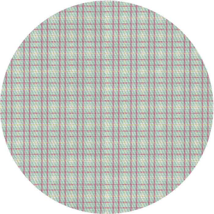 Round Machine Washable Transitional Light Rose Green Rug, wshpat3229