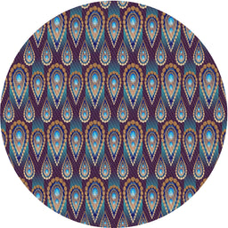 Round Machine Washable Transitional Dark Purple Rug, wshpat3231