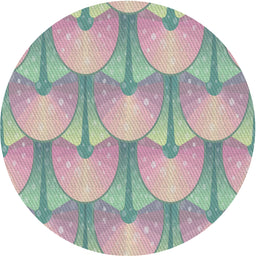 Round Patterned Silver Gray Novelty Rug, pat3235