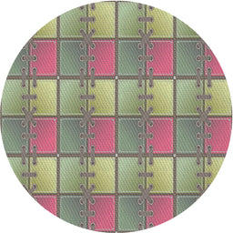 Round Patterned Olive Green Novelty Rug, pat3236