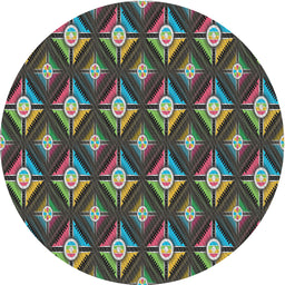 Round Machine Washable Transitional Green Rug, wshpat3239