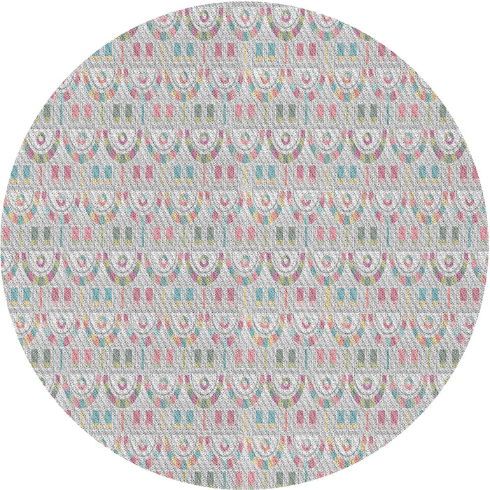 Round Machine Washable Transitional Platinum Gray Rug, wshpat3240