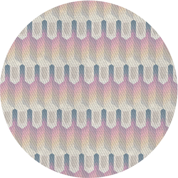Round Machine Washable Transitional Rosy Pink Rug, wshpat3246