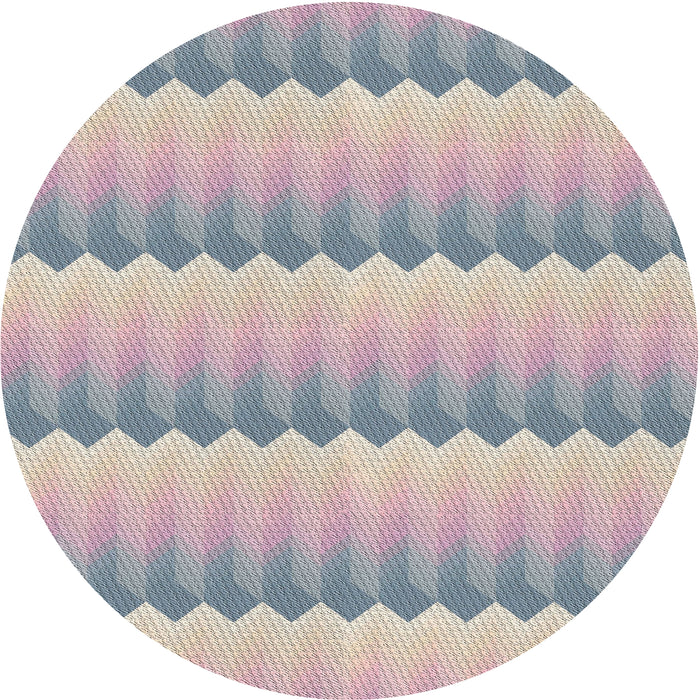 Round Machine Washable Transitional Dark White Beige Rug, wshpat3249