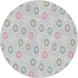 Round Patterned Platinum Gray Novelty Rug, pat3251