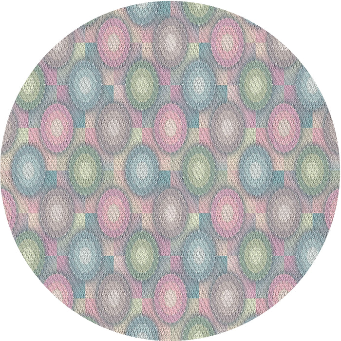 Round Patterned Granite Gray Modern Rug, pat3254