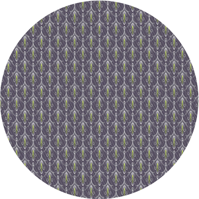 Round Patterned Dark Gray Novelty Rug, pat3255