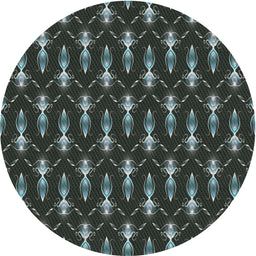 Round Machine Washable Transitional Midnight Gray Rug, wshpat3256