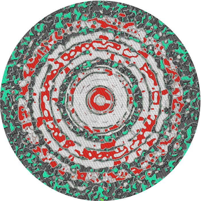 Round Machine Washable Transitional Cyan Opaque Blue Rug, wshpat3259