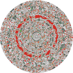 Round Machine Washable Transitional Chestnut Brown Rug, wshpat3260